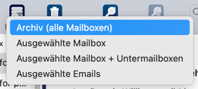 Exportiere alle Mailboxen in der Symbolleiste