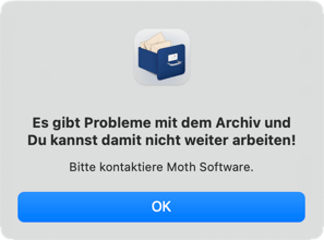 Fehler Datenbank beschädigt