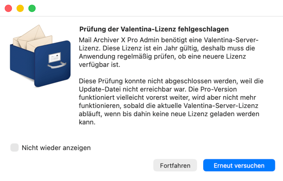Update warnung