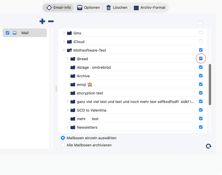 Schließe Mailboxen von der Archivierung aus
