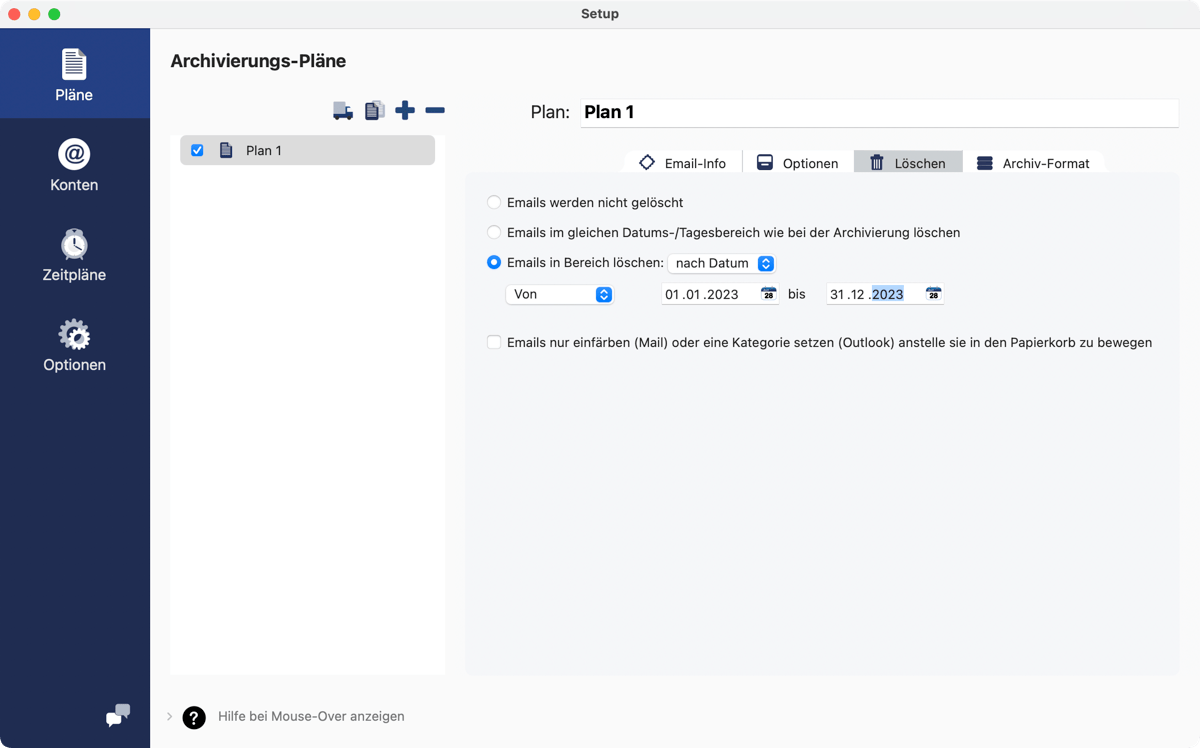 Löschen oder in den Papierkorb bewegen