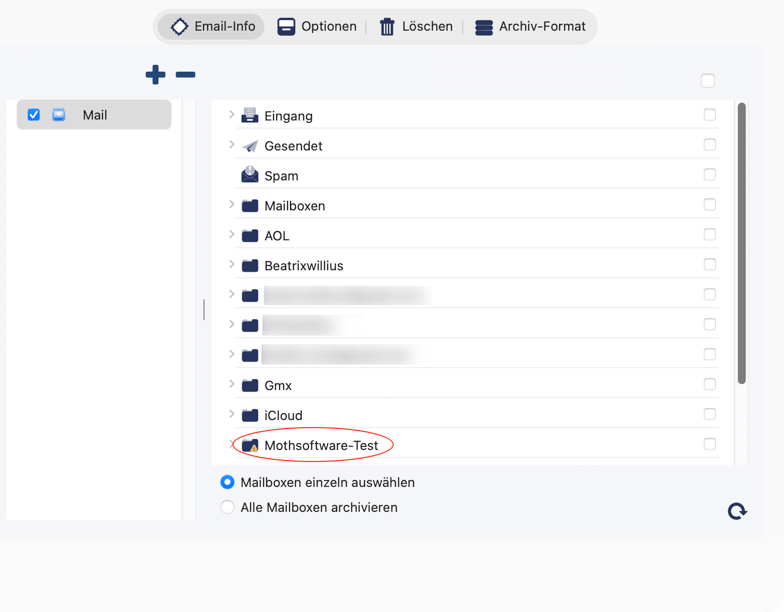Konten mit gelbem Dreieck haben nicht alle Anhänge heruntergeladen