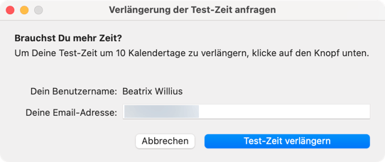 Verlängerung der Test-Zeit