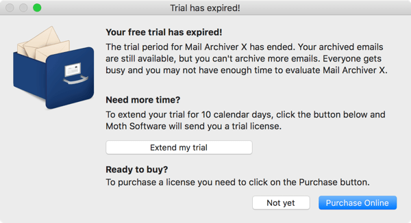 Trial time expired