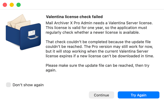 Update warning