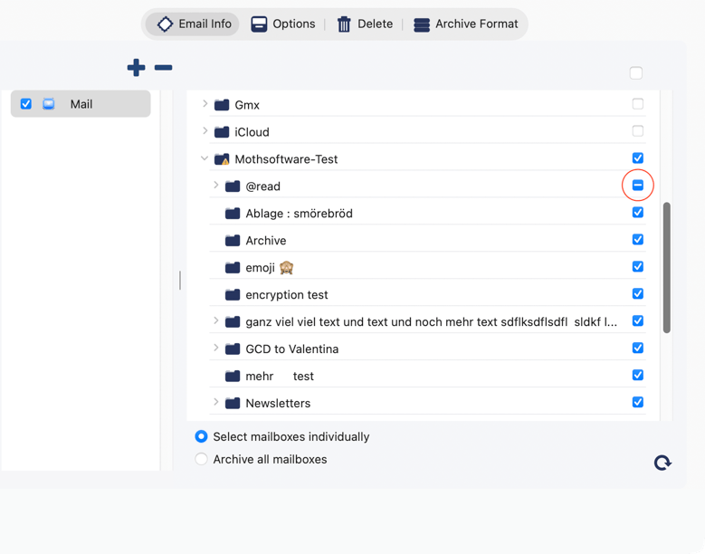 Exclude mailboxes from archiving