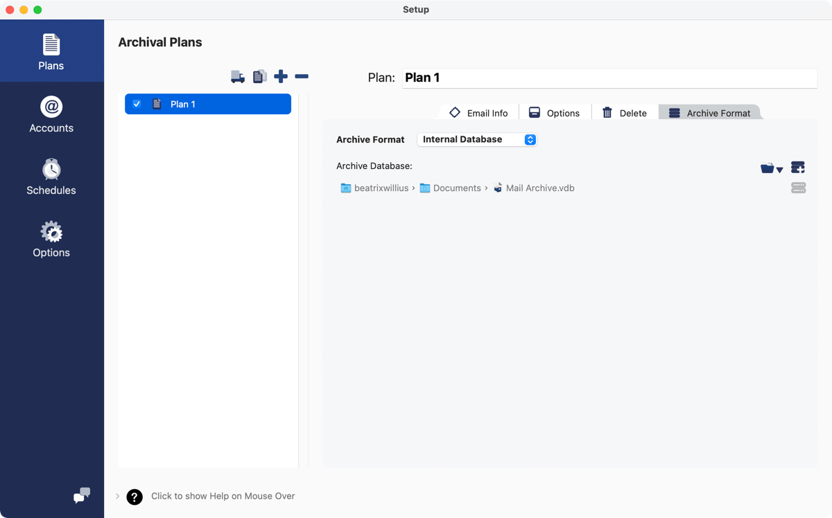 Location of archive in Setup