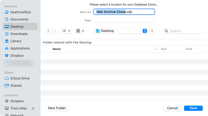 Save the database clone