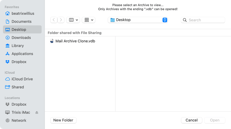 Open the cloned archive
